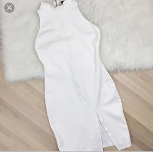 Mock neck midi slit dress